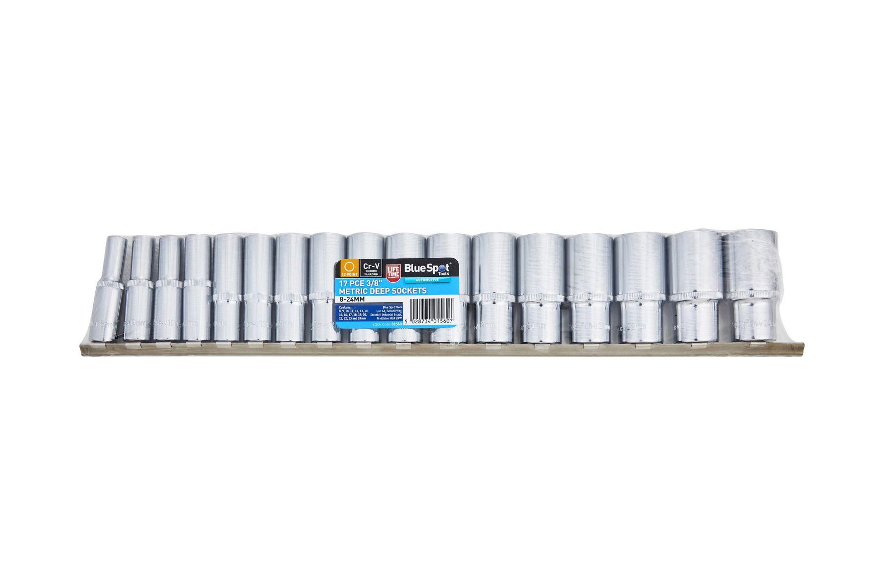 Blue Spot Tools 17 PCE 3/8" Metric Deep Sockets (8-24mm) (EVA Foam)