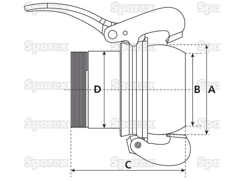 Coupling with Threaded End - Male 5'' (133mm) x 5'' BSPT (Galvanised)
