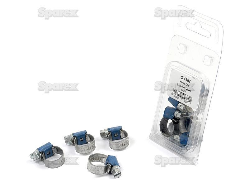 Hose Clip, Min Ø8mm, Max. Ø14mm, 4 pcs. Agripak.
