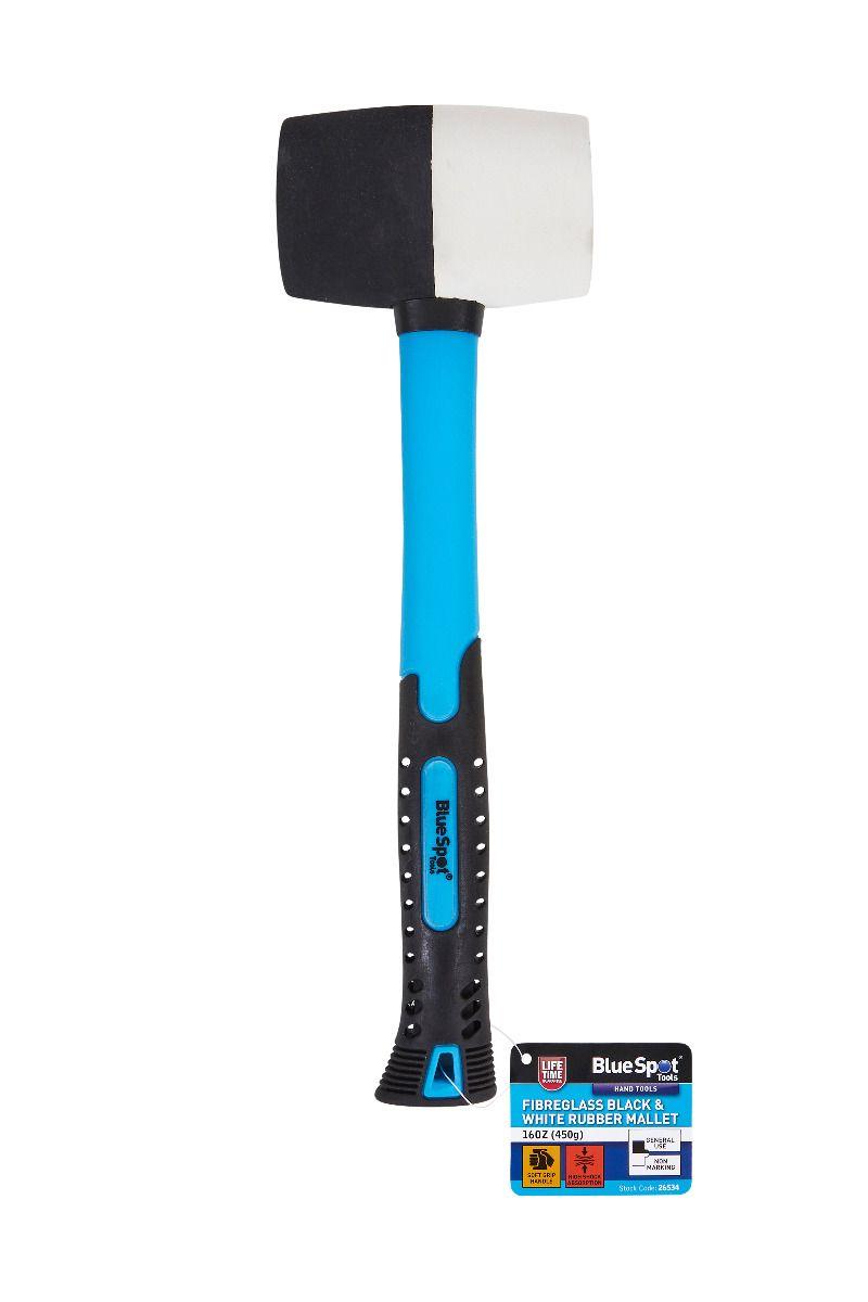 Blue Spot Tools 16OZ Black/White Fibre Glass Rubber Mallet