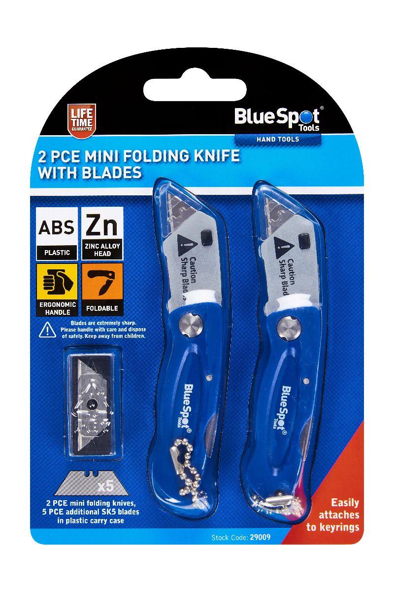 Blue Spot Tools 2 PCE Mini Folding Knife with Blades