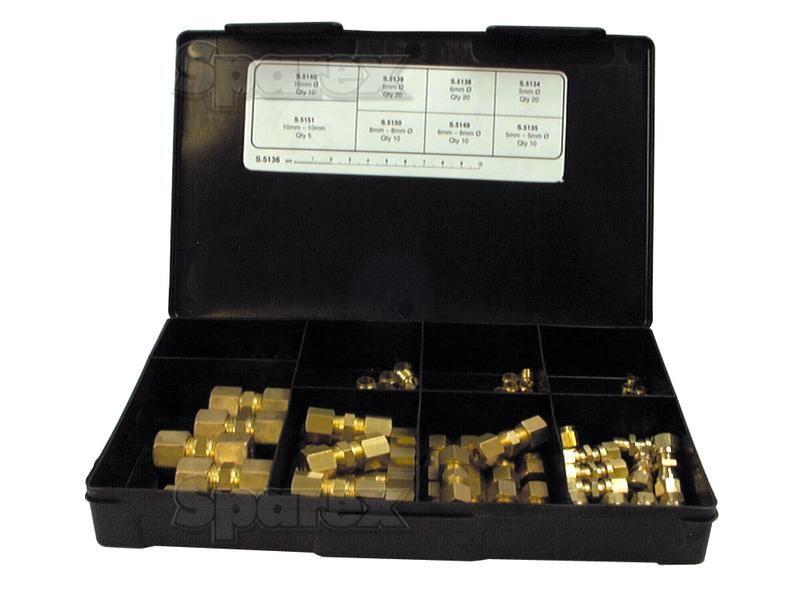 Brass Fuel Line Olive & Fitting metric various 105 pcs Agripak