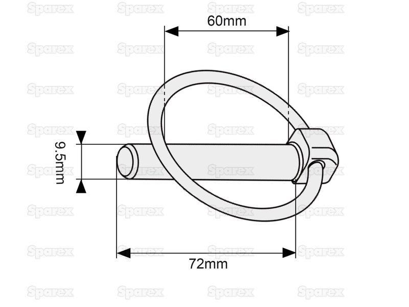 Round Linch Pin, Pin Ø9.5mm x 72mm ( )