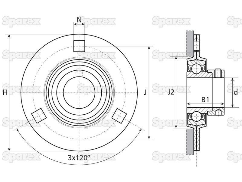 NTN SNR Three Bolt Flanged Unit (ESPF207) for Claas Mega 218 (Combines)