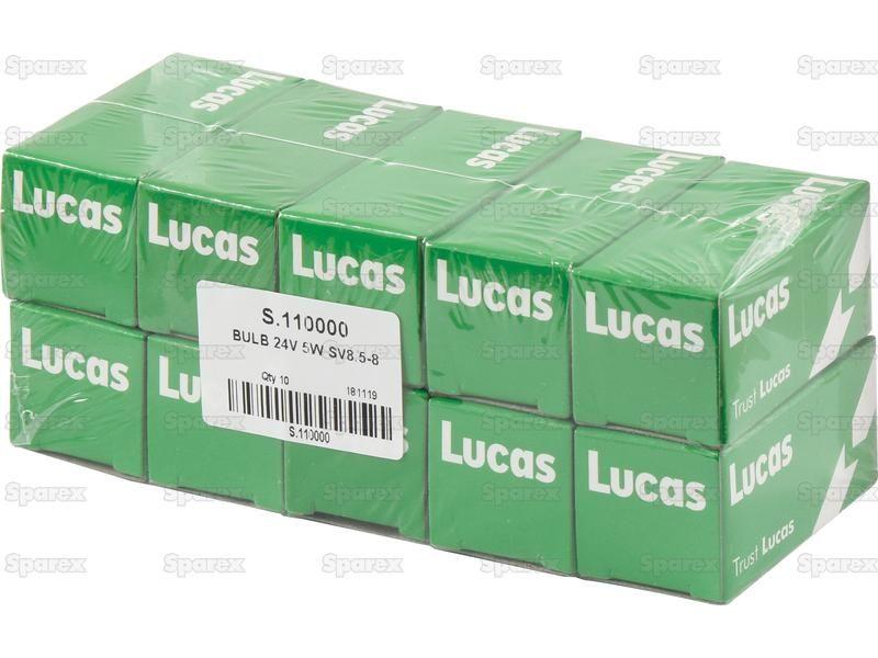 Halogen Stop/Tail Bulb, 24V, 5W, SV8.5 Base Case IH, Lucas