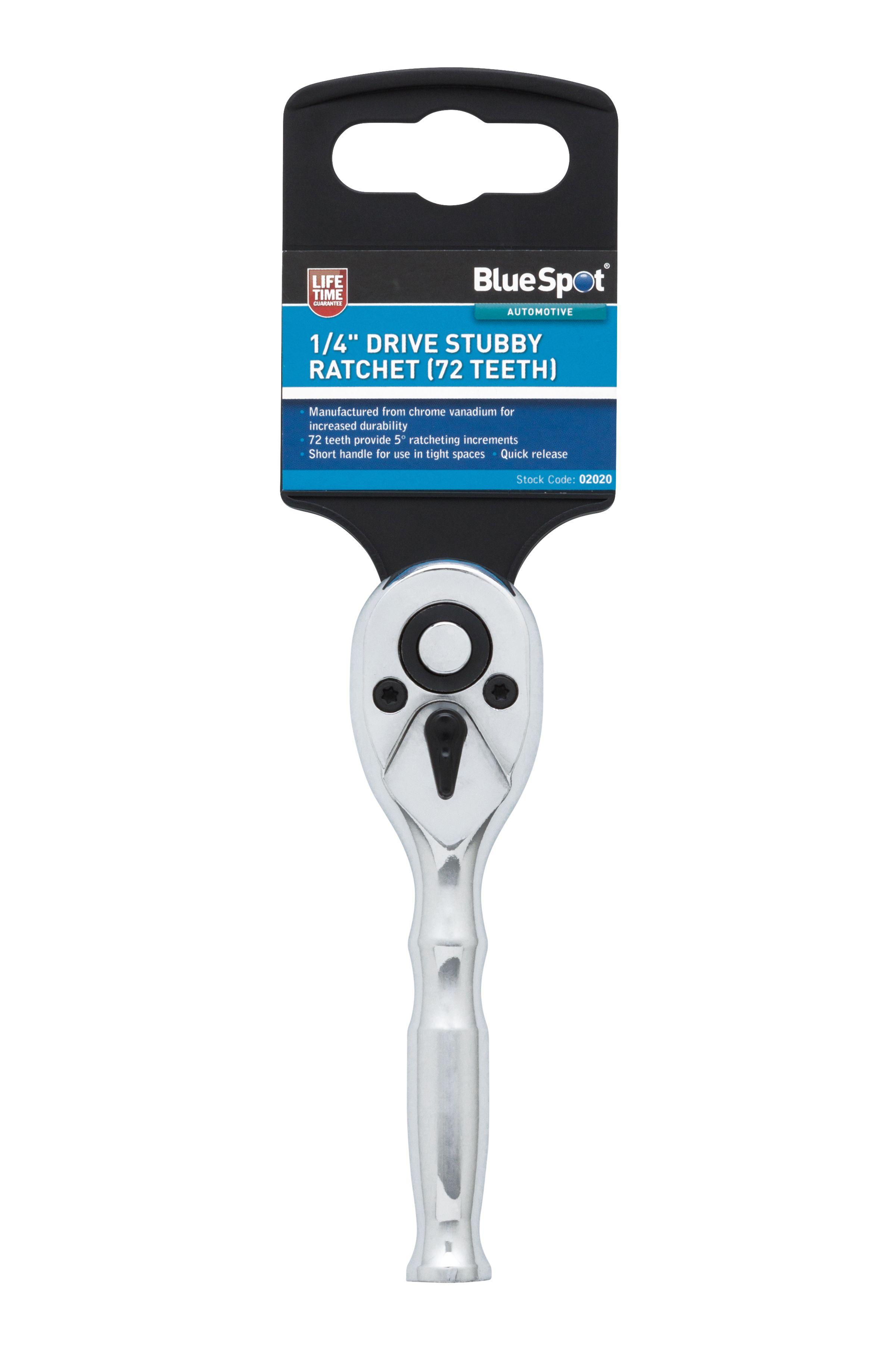 Blue Spot Tools 1/4" Stubby Ratchet (100 Teeth)