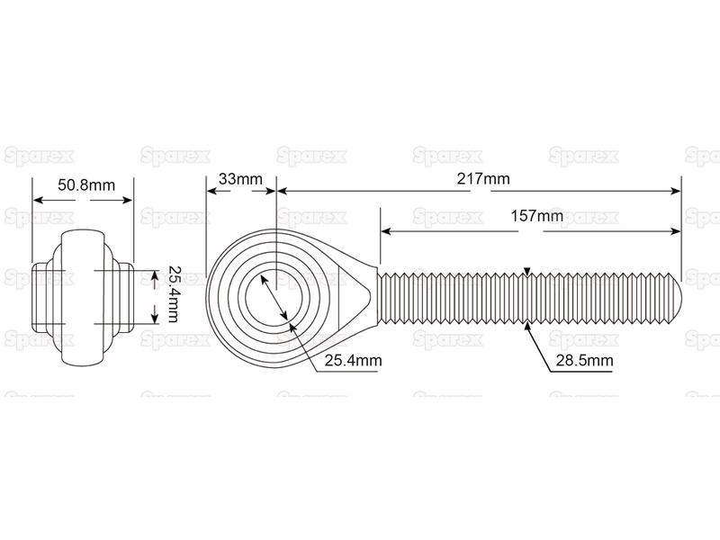 Top Link Ball End - 1 1/8'' UNC - Cat.2