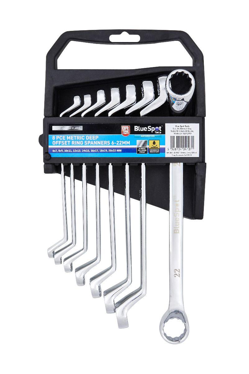 Blue Spot Tools 8 PCE Metric Deep Offset Ring Spanners 6-22mm