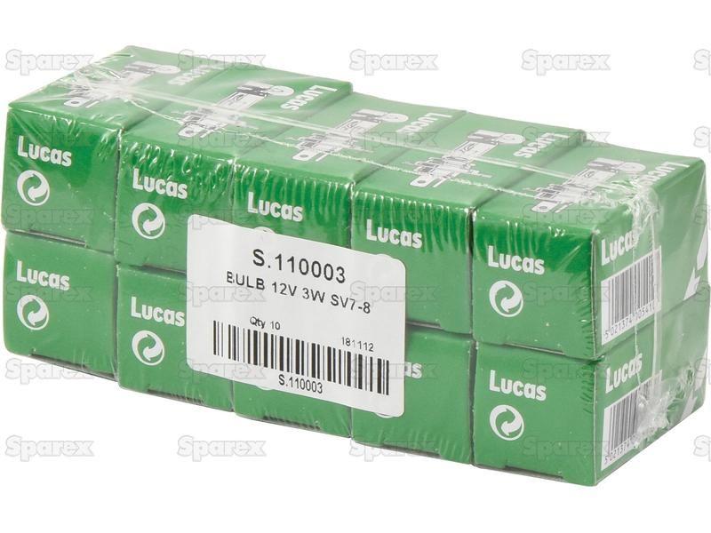 Halogen Side | Indicator Bulb, 12V, 3W, SV7-8 Base John Deere, Lucas