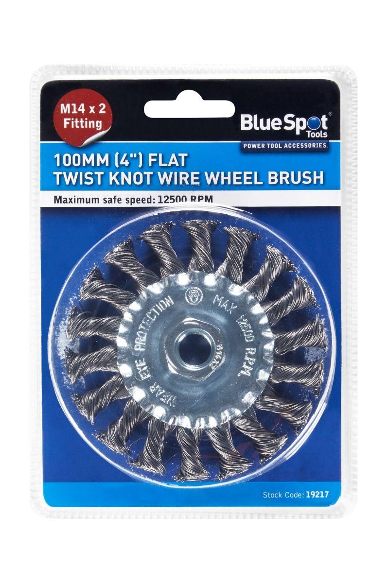 Blue Spot Tools 100mm (4") M14 x 2 Flat Twist Knot Wire Wheel Brush