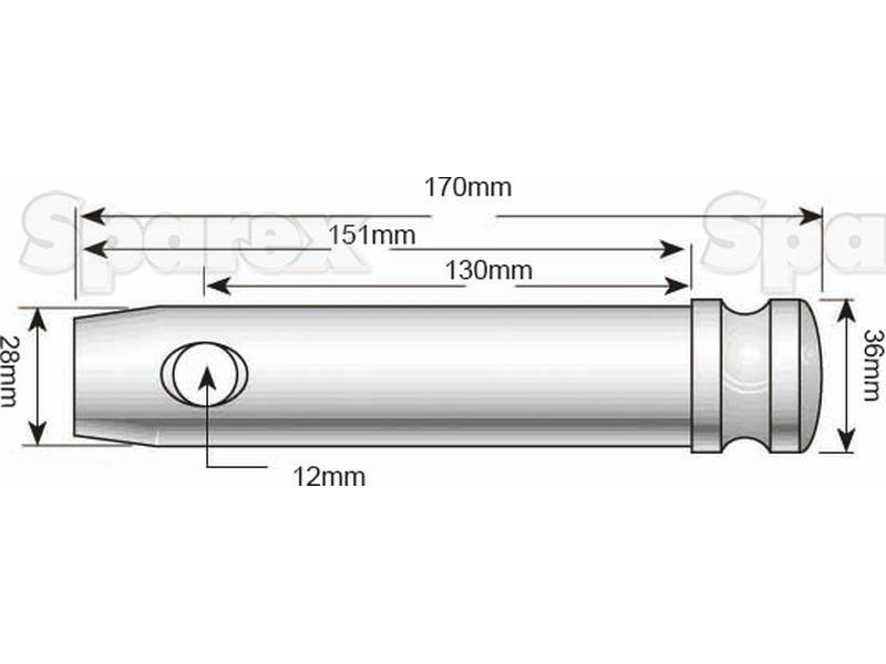 Lower link pin 28x130mm Cat. 2