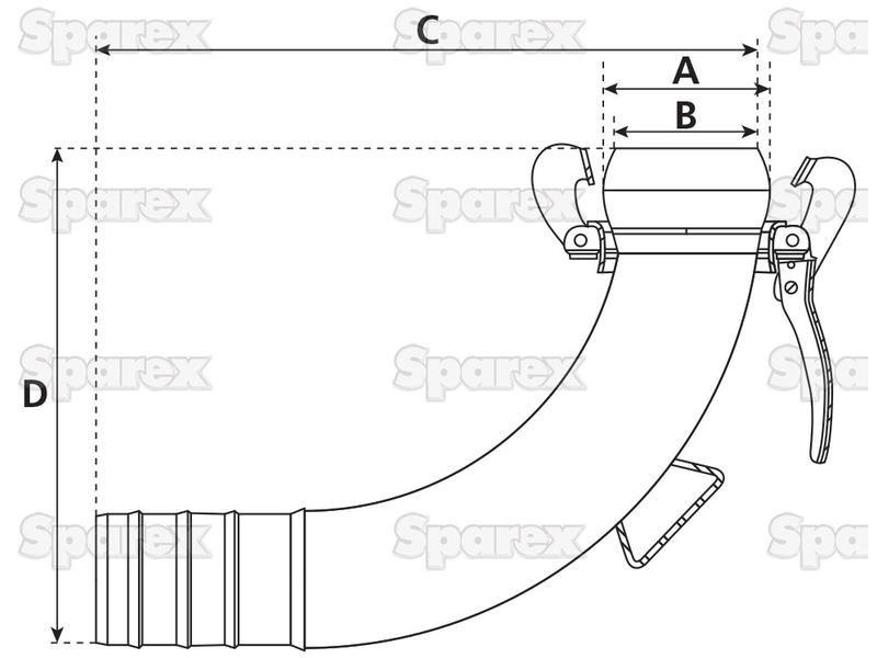 Male Coupling with Hose end & 90° Galvanised Bend 5" Galvanised B |  Bauer