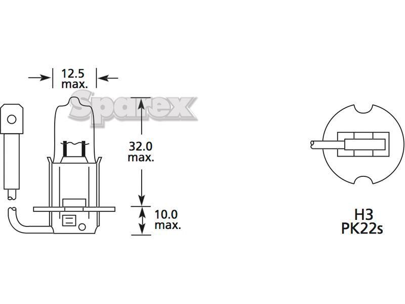 Halogen Plough Bulb, 24V, 70W, PK22s Base Lucas, OSRAM, Phillips