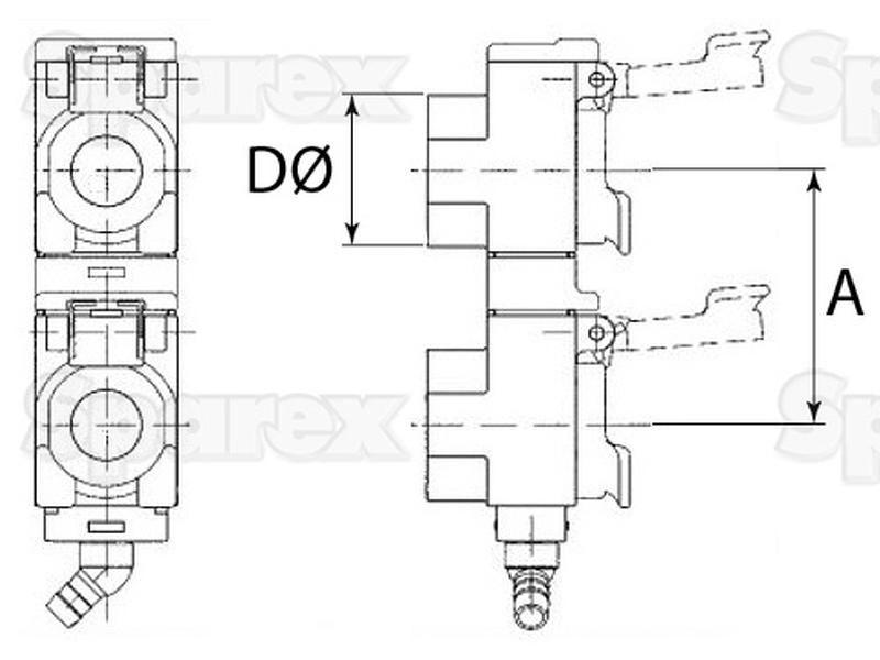 Oil Collection System Double unit 82mm spacing, with Yellow and Red Clips Faster S.p.A (TARV 2 8245 GR, TARV28245GR)