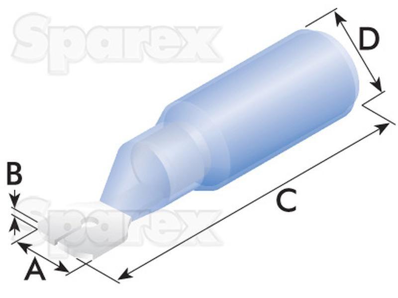 Heat Shrink Male Spade Terminal - Blue ( - )