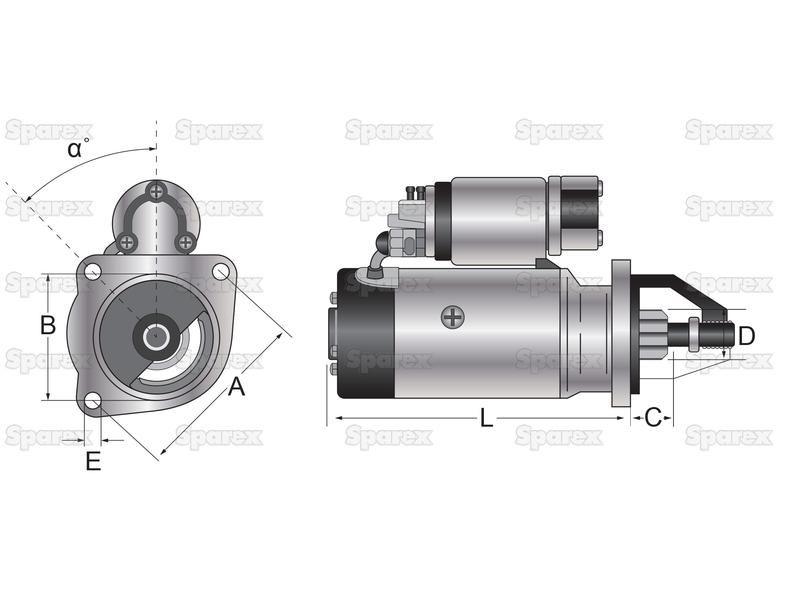 Starter Motor - 12V, 4.2Kw (Sparex) for Ford New Holland