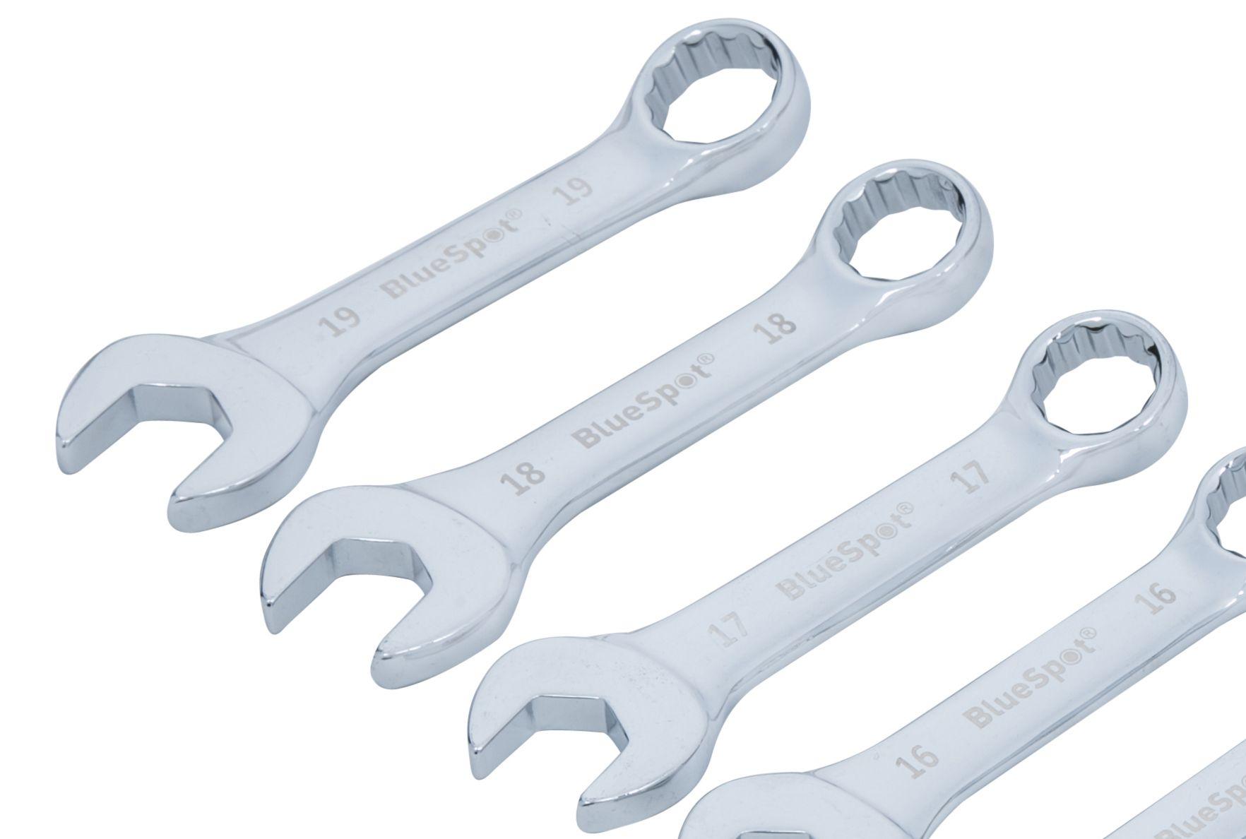 Blue Spot Tools 10 PCE Chrome Vanadium Metric Stubby Spanner Set (10-19mm)
