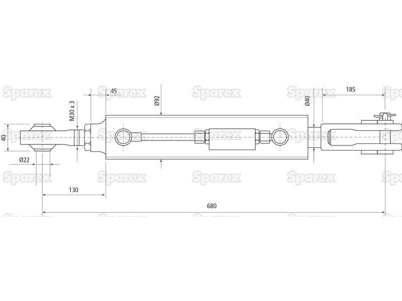 Hydraulic Levelling Box (Supplied with: Hoses), Min. Length: 680mm, Cylinder Bore: 80mm. for Kubota