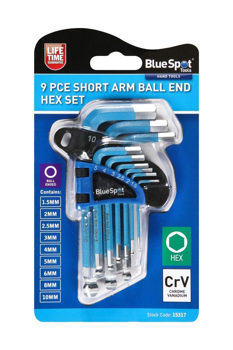 Blue Spot Tools 9 PCE Short Arm Ball End Hex Key Set