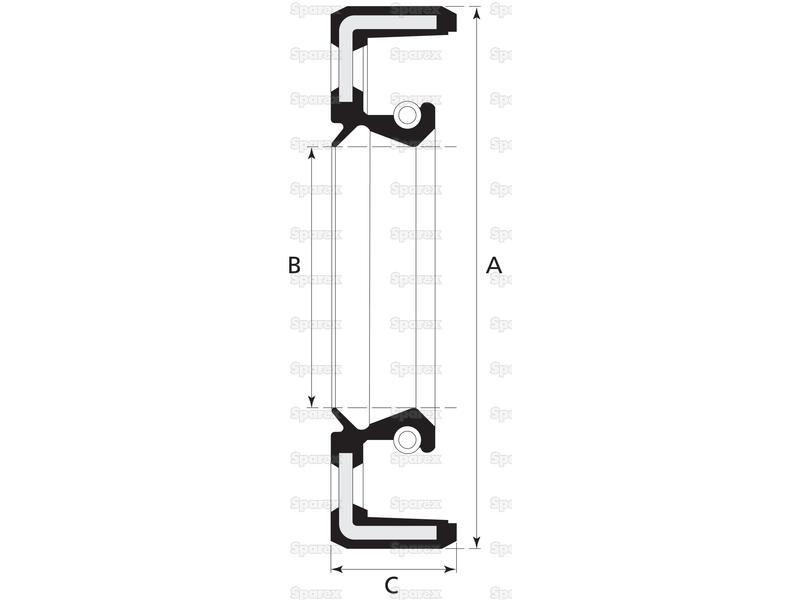 Metric Rotary Shaft Seal, 38 x 55 x 7mm Double Lip for Yanmar 186