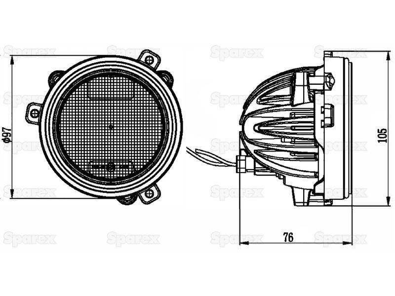 LED Work Light, Interference: Class 3, 4800 Lumens, 10-30V () for Steyr 6185CVT