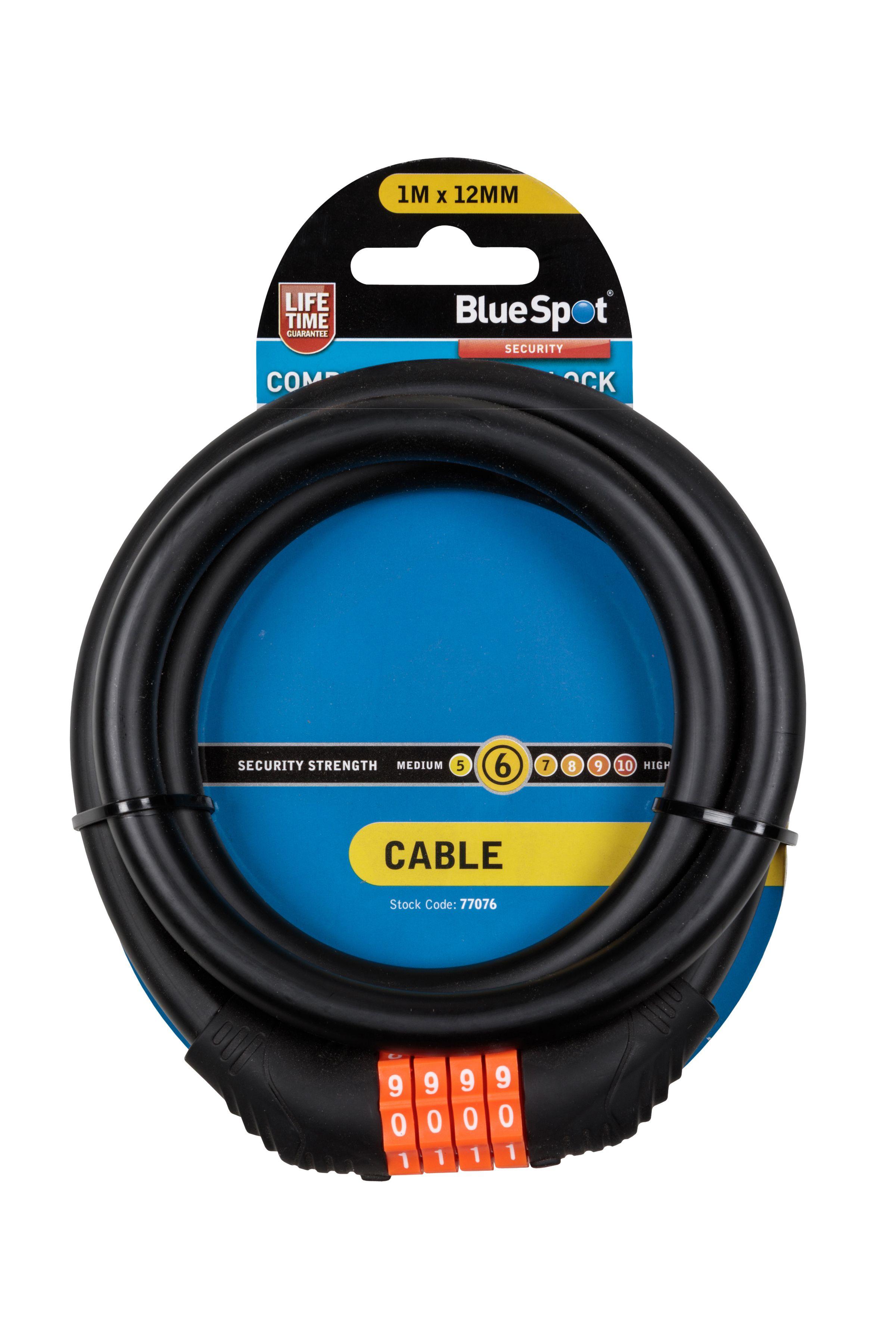 Blue Spot Tools 1m x 12mm Combination Cable Lock