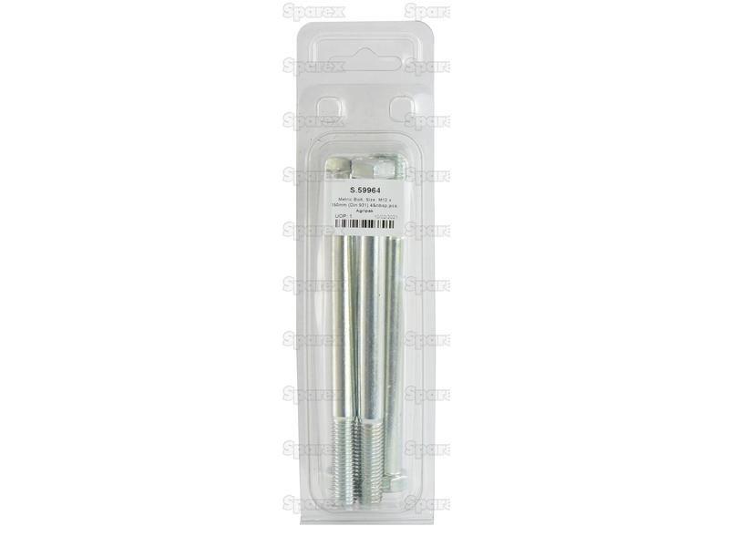 Metric Bolt, Size: M12 x 150mm (Din 931) 4 pcs. Agripak