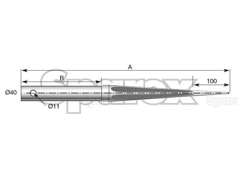Straight Loader Tine | 1250mm for Chilton, Mailleux (5500017B)