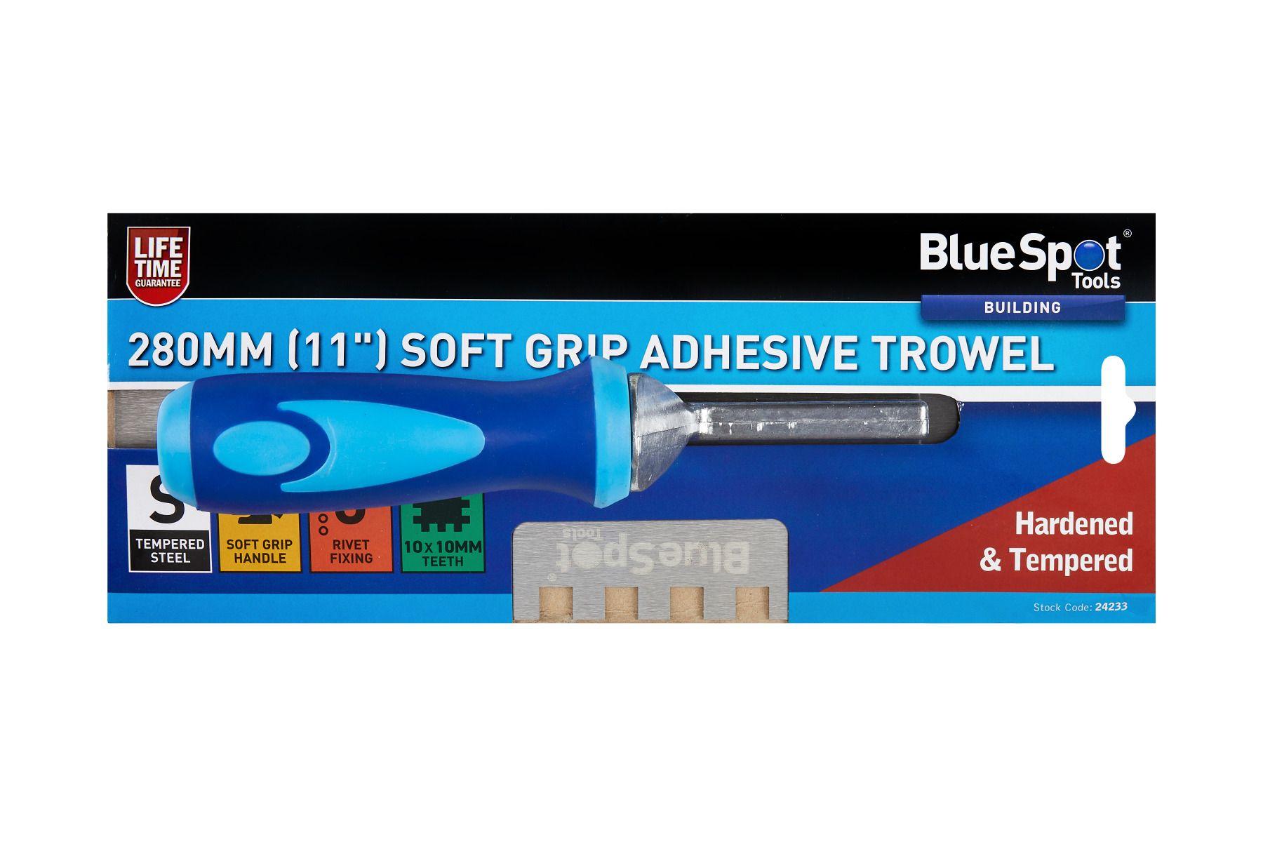 Blue Spot Tools 280mm (11") Soft Grip Adhesive Trowel (10x10mm Teeth)