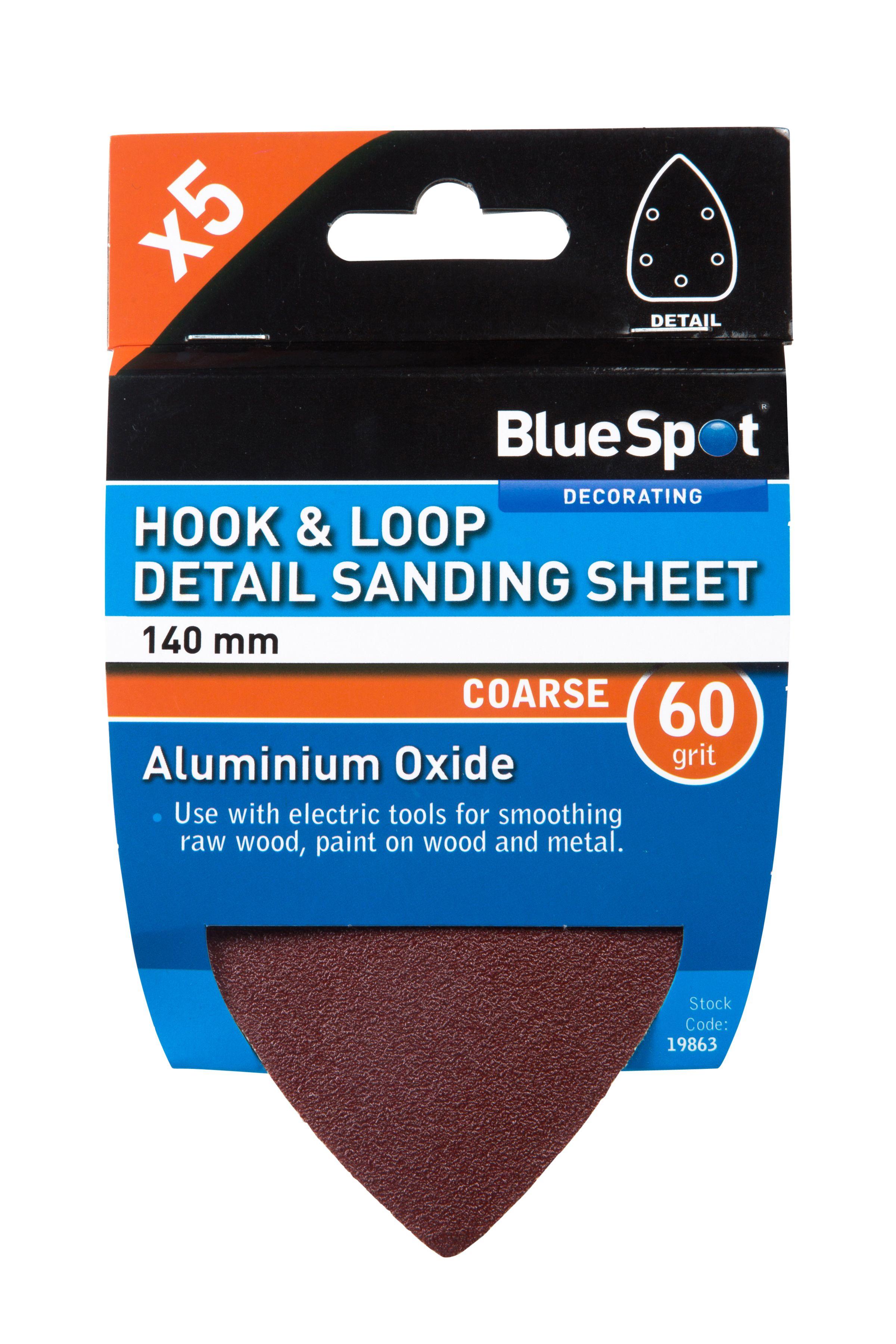 Blue Spot Tools 140mm 5 Pack 60 Grit Detail Sanding Sheets