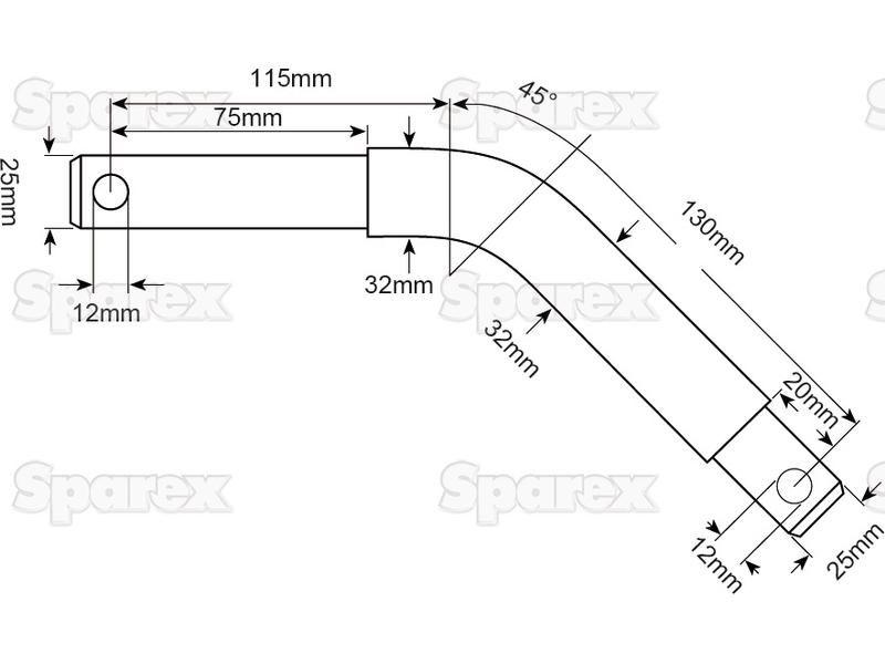 Top Link Pin - Cranked 25 - 32mm Cat.2/3