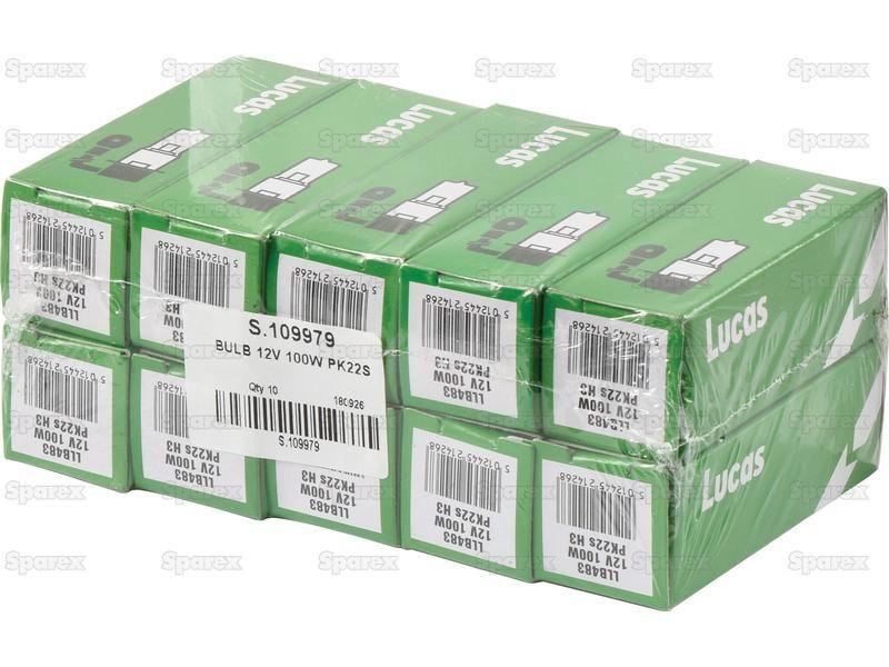 Halogen Plough Bulb, 12V, 100W, PK22s Base Lucas (483, LLB483)