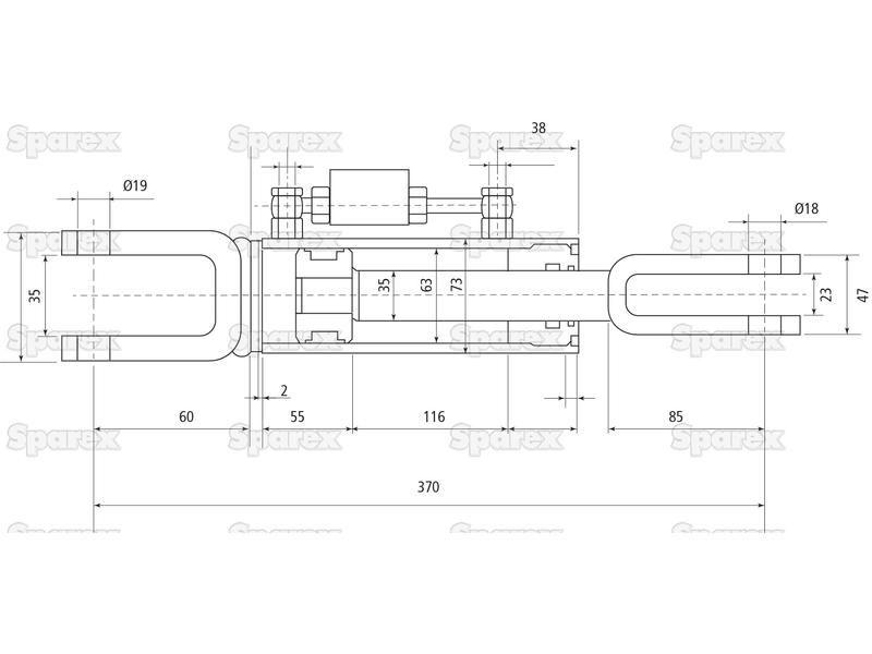 Hydraulic Levelling Box (Supplied with: Hoses), Min. Length: 370mm, Cylinder Bore: 63mm. for Ford New Holland