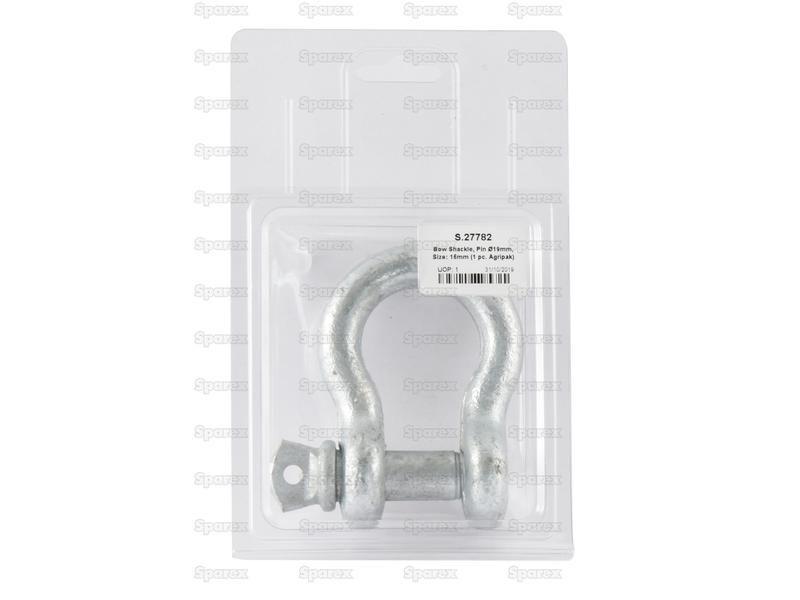 Bow Shackle, Pin Ø19mm, Size: 16mm (1pc. Agripak)
