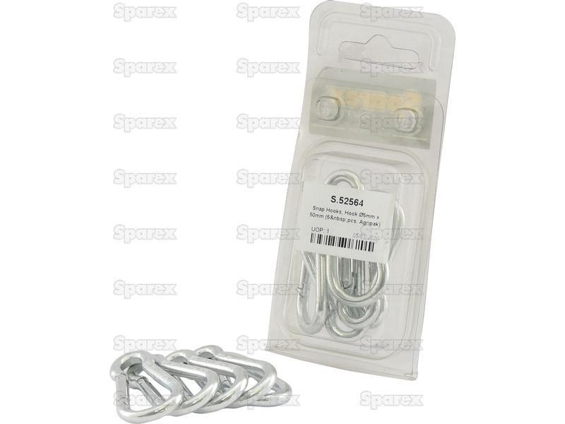 Snap Hooks, Hook Ø5mm x 50mm (5 pcs. Agripak)