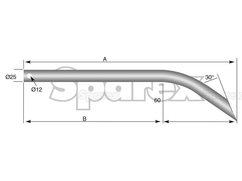 Curved Loader Tine | 560mm for Chilton, Mailleux 560mm (5500025, 55000250)