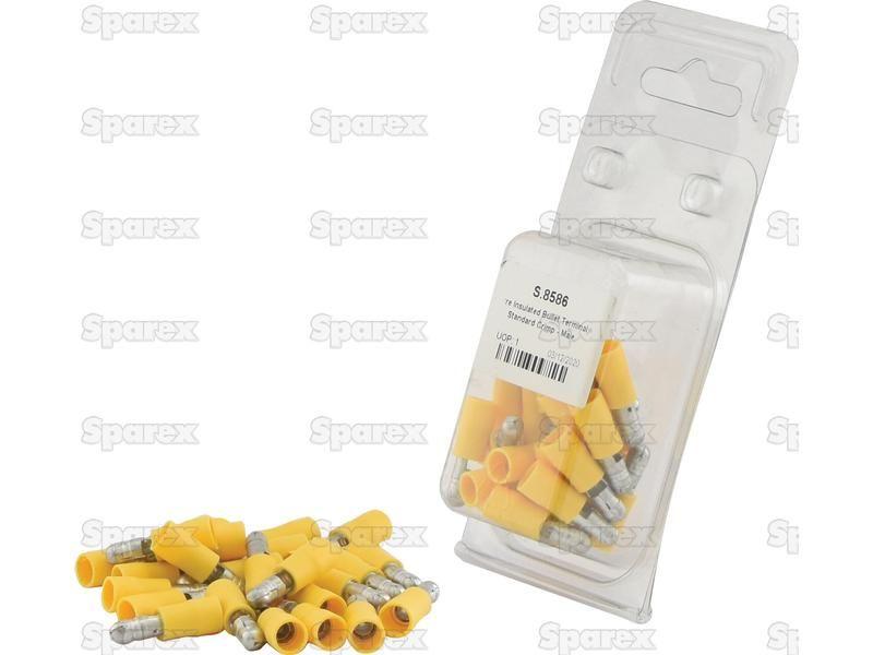 Pre Insulated Bullet Terminal, Standard Crimp - Male, 5.0mm, Yellow (4.0 - 6.0mm) (Agripak 25 pcs.)