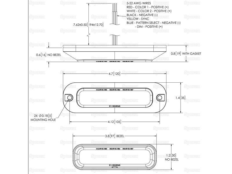 Directional Hazard LED, 4 LEDs, Light Colour: Clear