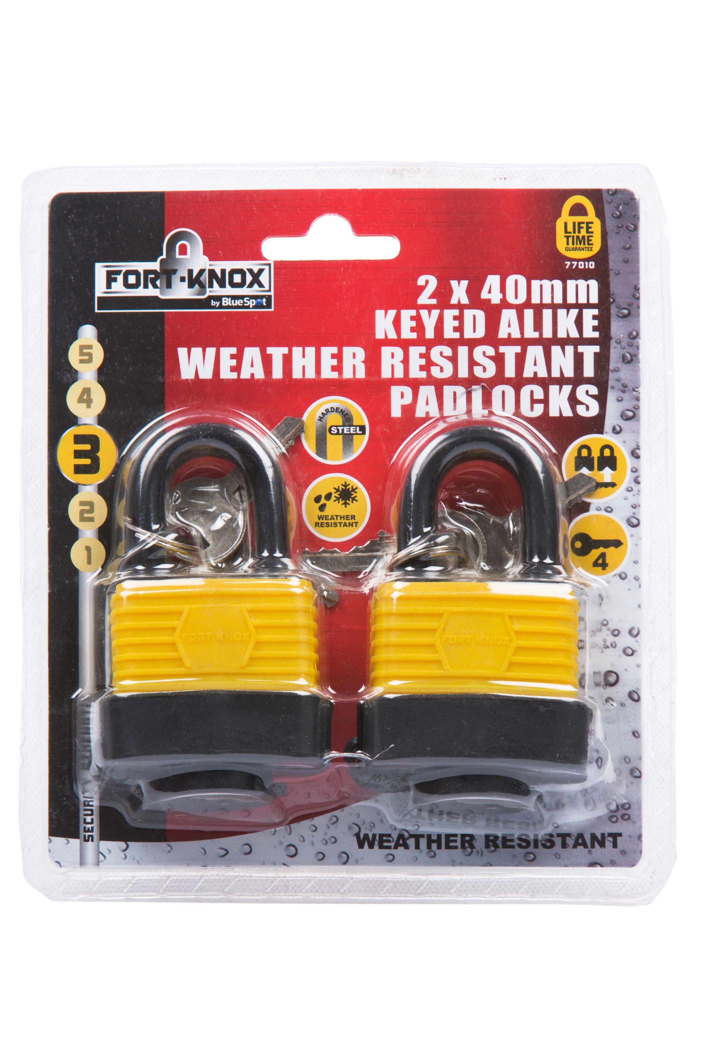 Blue Spot Tools 2 PCE 40mm Weather Resistant Padlocks Keyed Alike