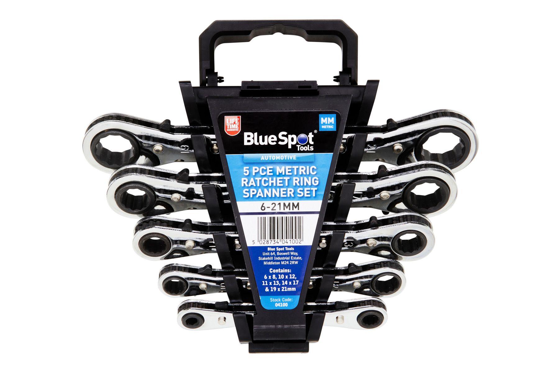 Blue Spot Tools 5 PCE Metric Ratchet Ring Spanner Set (6-21mm)