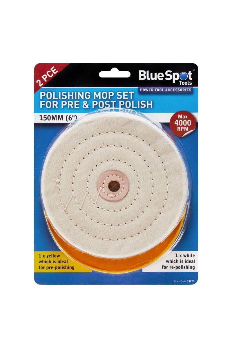 Blue Spot Tools 2 PCE 150mm Polishing Mop Set For Pre And Post Polishing