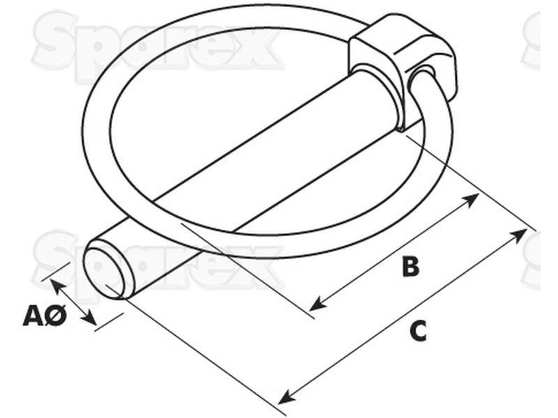Round Linch Pin, Pin Ø8mm x 44.5mm ( ) for Case IH 844XL