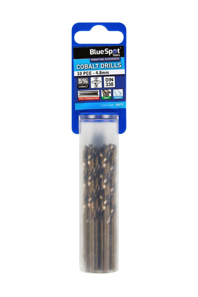 Blue Spot Tools 10 PCE Cobalt Fully Ground 4.8mm Drills