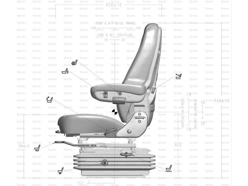 Air Suspension Seat - 12V (Fabric) for Claas Mega 218 (Combines)