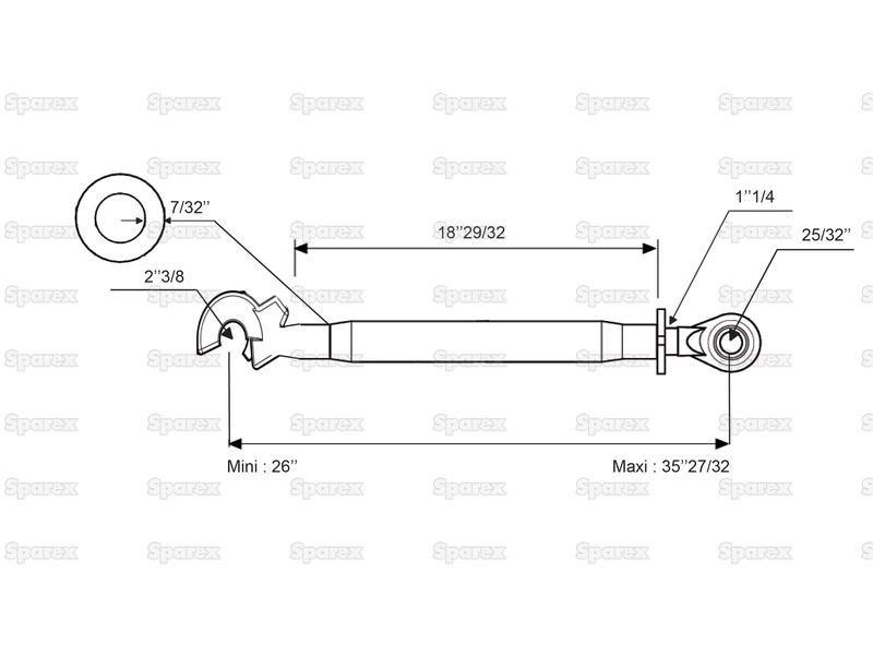 Top Link Heavy Duty (Cat.20mm/3) Ball and Q.R. Hook, Min. Length: mm.