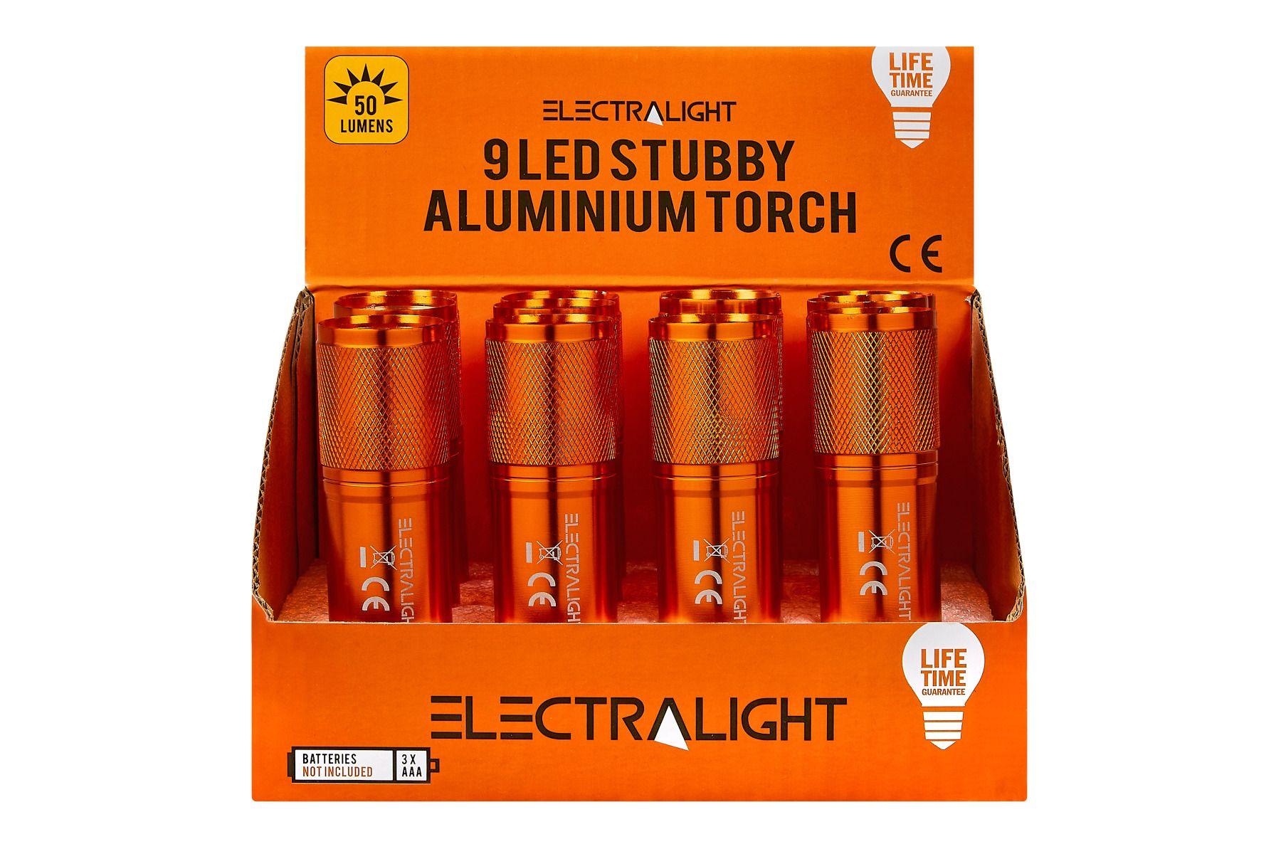 Electralight 9 LED Stubby Aluminium Torch No Batteries