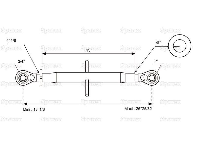 Top Link Standard Duty (Cat.2/2) Ball and Ball, Min. Length: 460mm. for Ford New Holland