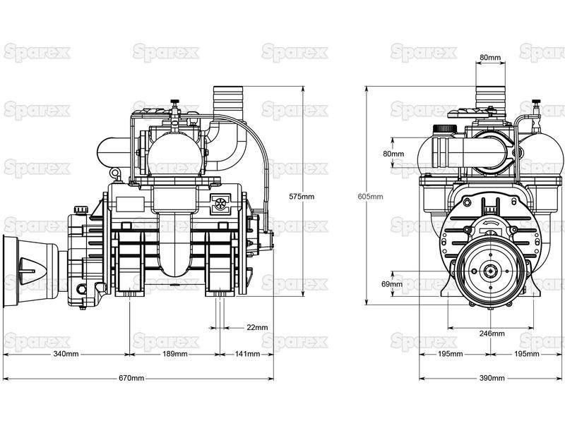 Vacuum pump - MEC9000A - PTO driven - 540 RPM for Battioni Pagani Pomp