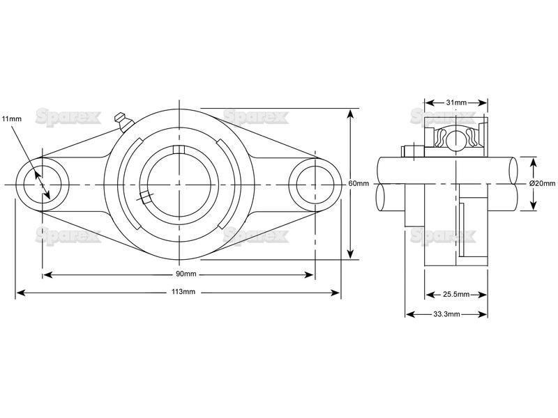 Sparex Two-Bolt Flanged Unit (UCFL204) Bearings Reference (UCFL204)