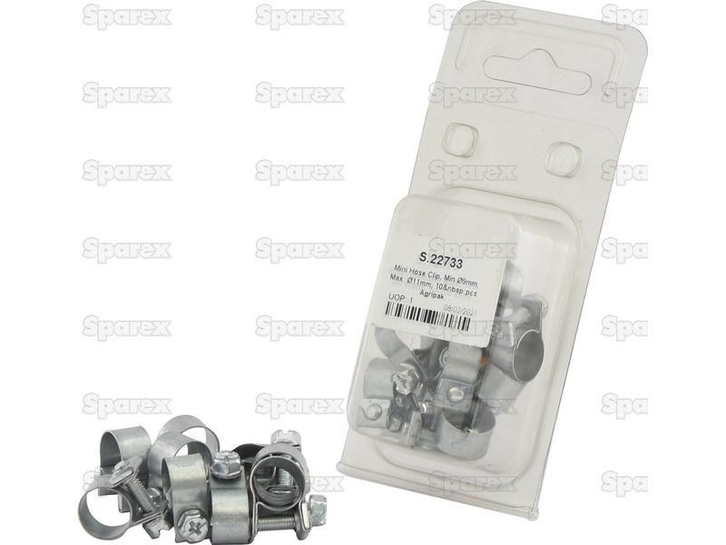 Mini Hose Clip, Min Ø9mm, Max. Ø11mm, 10 pcs. Agripak.